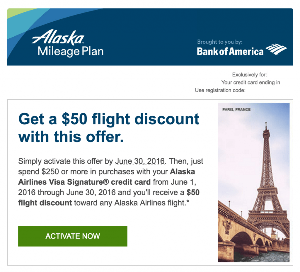 Alaska Airlines Visa flight discount bonus offer