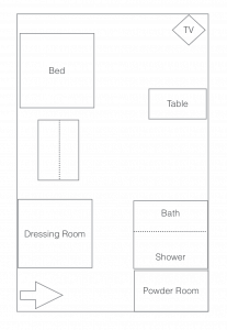 My attempt to show the layout of the room.