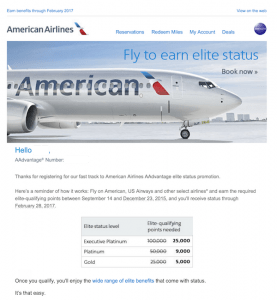 American Airlines Platinum Mileage Run